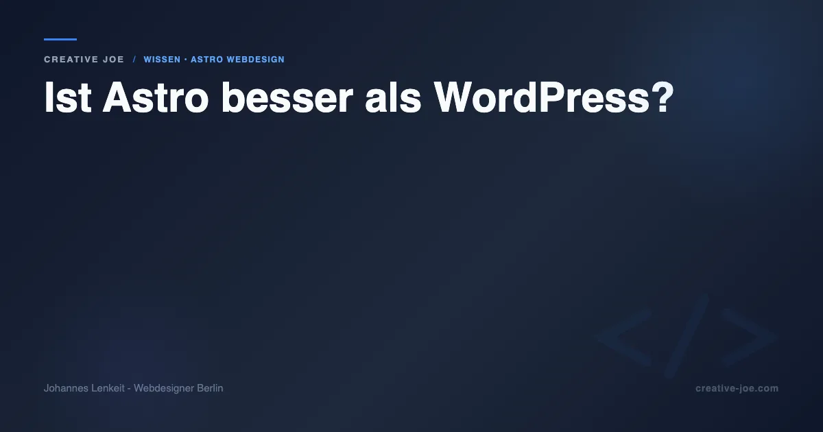 Vergleich Astro und WordPress für statische Webseiten - hell-dunkles Cover mit Text